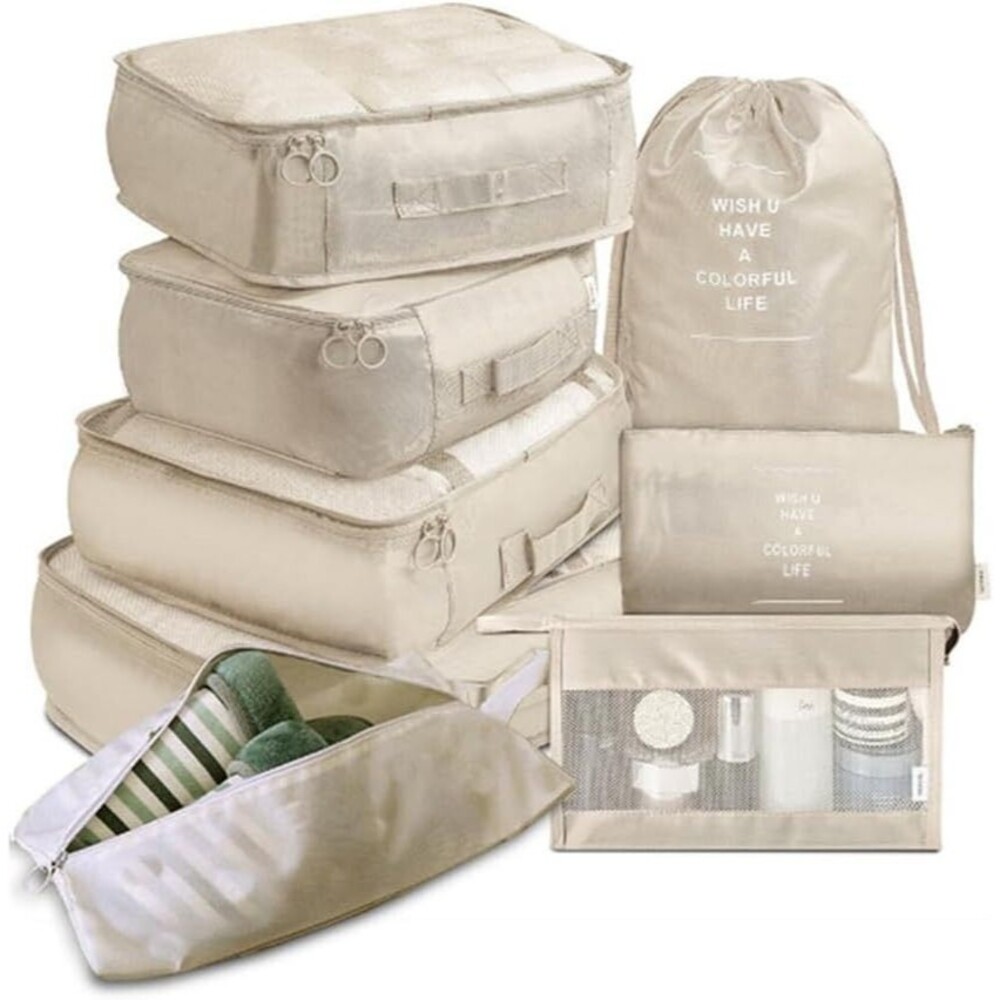 Set of 8 Travel Storage Bags to - Zipper Packing Bags Luggage Toiletry Organizer